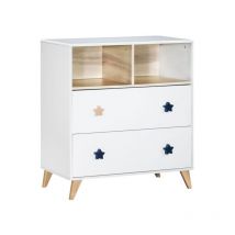 Sauthon - Chambre bébé duo oslo - Lit 120x60 + Commode a langer 2 tiroirs étoiles