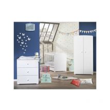 Baby Price - Chambre bébé trio Basic boule: Lit 120x60, commode a langer et armoire - Babyprice - Blanc