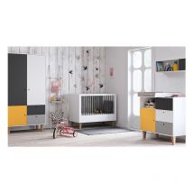 Chambre complète lit bébé - commode à langer - armoire VOX Concept Jaune