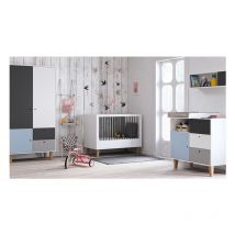 Chambre complète lit bébé évolutif - commode à langer - armoire VOX Concept Bleu