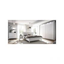 TMM - Chambre complète 160x200 Blanc - lady - Lit : l 192 x l 204 x h 110 cm - Armoire : l 265 x l 57 x h 238 cm - Commode : l 104 x l 45 x h 92 cm