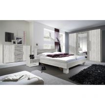 Chambre vera 160x200 cm , blanc et gris cérusé - sans armoire