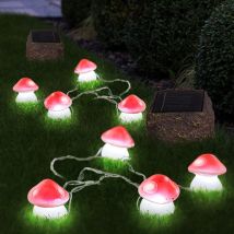 Champignon solaire, éclairage solaire de terrasse pour l'extérieur, champignons lumineux solaires, 6x champignons, batterie led, l 270 cm, terrasse