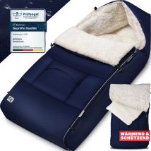 Chancelière pour bébé hiver avec réflecteurs fermeture éclair buggy lavable sac de couchage couverture douillette-Bleu marine - Monzana