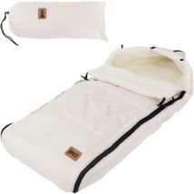 Chancelière pour Bébé, Polyester, Créme, Sac de Couchage Universelle, Fermeture Éclair, Résistante aux Intempéries, Picots Antidérapants, Couverture