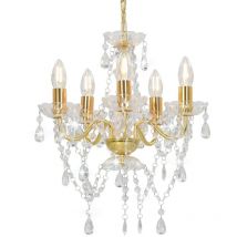 Maison Exclusive - Chandelier élégant avec perles de cristal rondes 5 lumières E14 Diverses couleurs Couleur : Or