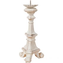 Chandelier en bois finition blanche vieillie aux dimensions. Made in Italy