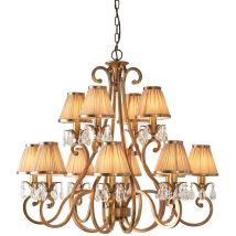 Interiors Oksana Antique Brass - Lustre à 12 ampoules au fini laiton antique, E14