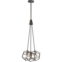 Elstead - Rocklyn - Suspension à 3 grappes de lumière Cage Light Steel, E27
