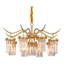 Toolight - Chandelier APP769-9CP Crystal Gold 9-light points E27 80x80x39-89cm