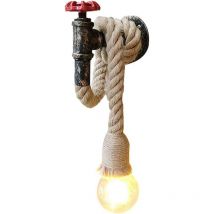 Galozzoit - Chanvre Corde Conduite d'eau Luminaire Industriel Rétro Lampe murale créative lampe 1 Douille E27 Parfait Eclairage Decoratif Applique