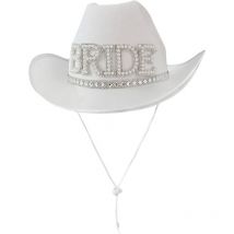 Chapeau de cowboy en strass pour femme, chapeau de cow-girl à large bord avec lettre de mariée