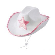 Chapeau de cowboy étoile à paillettes, chapeau de cowboy western blanc, chapeau pentagramme chapeau tendance mode pentagramme