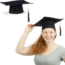 Relaxdays - Chapeau de diplômé, lot de 2, toque d'étudiant, avec pompon, pour remise des diplômes, soirée déguisée, noir