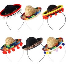 Chapeau de paille bandeau chapeau de fête chapeau de carnaval 16CM