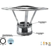 Chapeau pare pluie pour conduit double paroi isolé Ediliso25 Edilinox Diamètre 150