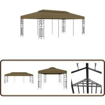Chapiteau 6x3 m Taupe 180 g/m² - Belvédère - Abri Jardin - Gazebo - Tente De Réception - Parasol