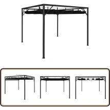 Chapiteau de jardin avec auvent rétractable 3x3 m Anthracite - Tente De Jardin - Abri De Jardin - Parasol - Tonnelle Pliable - Gazebo