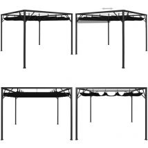 Chapiteau de jardin avec auvent rétractable 3x3 m Anthracite - Tente De Jardin - Abri De Jardin - Parasol - Tonnelle Pliable - Gazebo - Home & Living