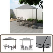 Chapiteau de jardin avec table et bancs 2,5x1,5x2,4m Anthracite - Abri De Jardin - Gazebo - Parasol - Salon De Jardin - Mobilier De Jardin