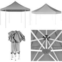 Chapiteau hexagonal pliable Gris 3,6x3,1 m - Abri Solaire - Tente Pliante - Chapiteau Jardin - Gazebo - Structure Extérieure - Home & Living
