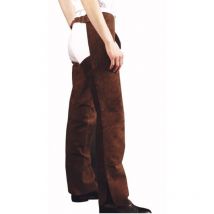 M, Marron: Chaps western en daim avec fermeture éclair