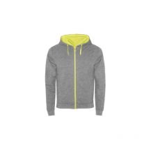 Chaqueta de felpa no perchada con detalles flúor antipilling FUJI ROLY M Gris/Amarillo fluor