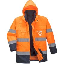 Portwest - Chaqueta impermeable Lite 3 en 1 de a.v bicolor tejido Oxford 150D tapeta antiaguaceros S162 xxxl Naranja flúor / Azul marino