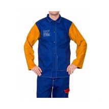 Chaqueta Para Soldador Azul Ignífuga Con Mangas En Cuero Weldas Yellowjacket 4xl