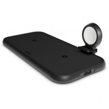 Dual+Watch 2x10W Aluminium Chargeur sans Fil 4en1 (Apple & Samsung Fast Charging, certifié Qi/MFi, Adaptateur Secteur + câble Inclus) Noir