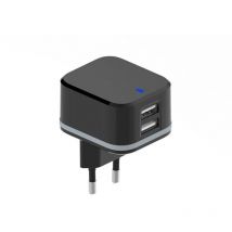 Chargeur compact avec 2 connexions usb 5 v - 3 4 a max ( 2 4 + 1 a ) - 17 w max