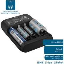 Chargeur pour pile Lithium 4 (1 pce) & 2 piles 18650 - Ansmann
