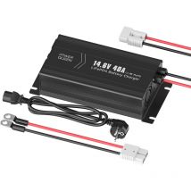 Power Queen - Chargeur de Batterie au Lithium 14,6V 40A pour Les Batteries LiFePO4, led pour Afficher l'Etat de Charge, Chargeur Batterie 12V