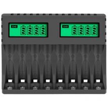 Chargeur de Batterie ÉCran LCD Chargeurs Intelligents Intelligents à 8 Emplacements pour Piles Rechargeables AA/AAA NiCd NiMh Chargeur AA AAA,TRIMEC