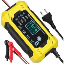 Longziming - Chargeur de Batterie Intelligent 12V 6A, Chargeur Batterie Moto avec écran tactile lcd, Reconditionnement Multiple et Protection