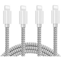 Chargeur de téléphone 4Pack Câble de chargement et de synchronisation usb tressé en nylon 10FT Compatible avec le téléphone 11 Pro Max 11 Pro 11 xs