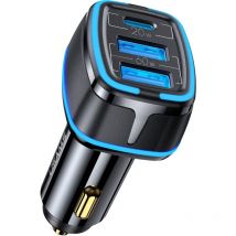 Chargeur de voiture 80 W, charge rapide 4,5 A, USB-C, pour iPhone 13, 12, 11 Pro Max et Samsung Galaxy