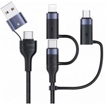Chargeur pour électroportatif Câble Multi usb 60W, wiredge 6 en 1 Multi Chargeur usb Câble de Charge Rapide en Nylon pd 3A 1.2M usb a/usb c vers usb