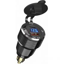 Chargeur Rapide étanche pour Moto 12 v 24 v QC3.0 usb c pd Hella din Prise pour Ducati Triumph Moto -Rouge 1