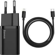 Chargeur Rapide Pour Iphone Super Si 1c 20w Power Delivery + Usb-c - Câble Lightning 1m Noir