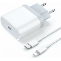 Lablanc - Chargeur usb c rapide 20W - avec câble de données 1M, prise adaptateur secteur - charge rapide - pour iPhone 14 13 12 Pro