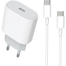 Chargeur Rapide Usb C 20w Pour Iphone 16 / 16 Pro / 16 Pro Max / 15 Plus / 15 Pro, Chargeur Et Câble Usb C - À - C 1m Pour Ipad Pro / Air / Mini, 