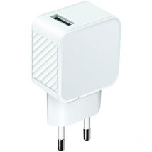 Chargeur secteur 1 usb-a 2,4A Fast Charge - 100% plastique recyclé - blanc