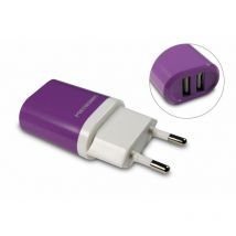 Chargeur secteur 2 usb-a 2 a - violet