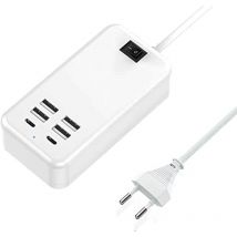 Cyslmuk - Chargeur usb c, chargeur usb 6 ports, 2 ports usb-c + 4 ports usb-a, chargeur multi-USB.