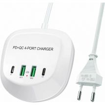 Chargeur usb c Rapide, Jie xing cun Station de Charge usb pd qc 3.0 à Charge Rapide Prise usb 4 Ports Portable à Charge Rapide pour Iphone iPad et