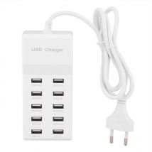 Chargeur usb Multi-Port, Prise d'alimentation usb 10 Ports Charge Rapide usb Multi-Ports Compatible avec iPhone 12/13/14/15/16/Samsung