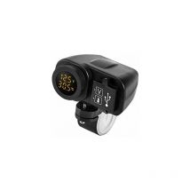 Ersandy - Chargeur usb pour moto 12 v 5 v - Pour chargeur de moto 2,1 a 12 v - Avec voltmètre led - Thermomètre d'affichage