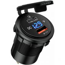 Chargeur Voiture Accessoire Voiture Type c Prise usb de voiture Prise de courant chargeur rapide usb avec voltmètre led pour voiture Truck (Orange)