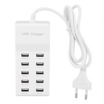 Chargeur usb Multi-Port, Prise d'alimentation usb 10 Ports Charge Rapide usb Multi-Ports Compatible avec iPhone 12/13/14/15/16/Samsung